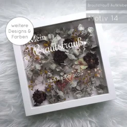 Hochzeitsalben|SelfmadeStudio Bilderrahmen Weiß mit Schriftzug – Dein getrockneter Brautstrauß als personalisierte Hochzeitserinnerung