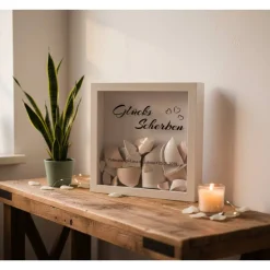 Hochzeitsalben|SelfmadeStudio Bilderrahmen Weiß personalisierbar – Polterabend Scherben Aufkleber & Schriftzug – Geschenkidee