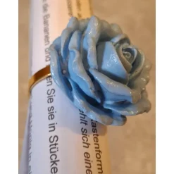 Gutscheine|Windrose Blaue Rose Gutscheinhalter – Edle Verpackung für Geldgeschenke & Gutscheine mit Glitzer und Goldring