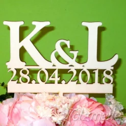 Best Blumen- / Tortenstecker Initialen & Datum aus Holz, Caketopper, Tortentopper, Blumenstecker, Blumengesteck Hochzeitsdeko
