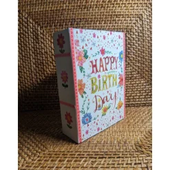 Gastgeschenke|Kreatives von Mini Molli Blumen und Herzen " Happy Birth Day ", Klappdeckel-Box mit Serviettenmotiv verziert