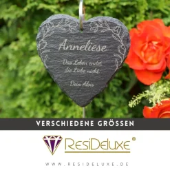 Blumenranke Schieferstecker Andenken Schiefer Trauergeschenk Grabschmuck Grabstecker Gravur Grabdeko Beerdigung Gedenksteine