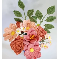 Sale Blumenstrauß gehäkelt | Hochzeitsstrauß Rosa | Geburtstag Geschenkidee Hochzeitstag Accessoires