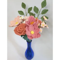 Sale Blumenstrauß gehäkelt | Hochzeitsstrauß Rosa | Geburtstag Geschenkidee Hochzeitstag Accessoires