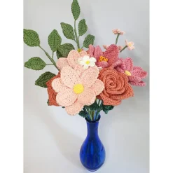 Sale Blumenstrauß gehäkelt | Hochzeitsstrauß Rosa | Geburtstag Geschenkidee Hochzeitstag Accessoires