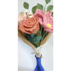 Sale Blumenstrauß gehäkelt | Hochzeitsstrauß Rosa | Geburtstag Geschenkidee Hochzeitstag Accessoires