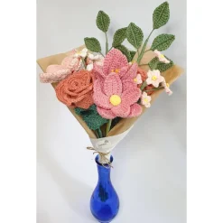 Sale Blumenstrauß gehäkelt | Hochzeitsstrauß Rosa | Geburtstag Geschenkidee Hochzeitstag Accessoires