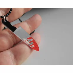 Hot Blutiges Messer Statement Halskette Halloween – Acryl Anhänger in 3 Größen Schmuck