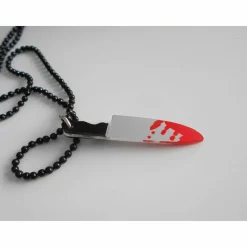 Hot Blutiges Messer Statement Halskette Halloween – Acryl Anhänger in 3 Größen Schmuck