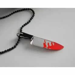Hot Blutiges Messer Statement Halskette Halloween – Acryl Anhänger in 3 Größen Schmuck