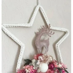 Adventskränze|AllerleiLiebe Boho Makrameekranz mit Trockenblumen in rosa/pink