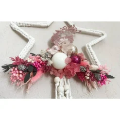Adventskränze|AllerleiLiebe Boho Makrameekranz mit Trockenblumen in rosa/pink