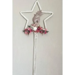 Adventskränze|AllerleiLiebe Boho Makrameekranz mit Trockenblumen in rosa/pink
