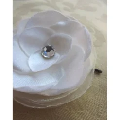 Online Braut Kopfschmuck Haarblume weiß Haarklammer Organza Strass "Fleur Blanche" festlich romantisch Brautschmuck