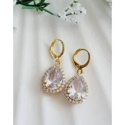 New Braut Ohrringe,Hochzeitschmuck Gold mit Zirkonia,Vergoldete Ohrstecker, Geschenk für Brautjungfer, Braut Schmuck, Mutter Brautschmuck