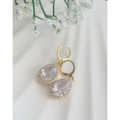 New Braut Ohrringe,Hochzeitschmuck Gold mit Zirkonia,Vergoldete Ohrstecker, Geschenk für Brautjungfer, Braut Schmuck, Mutter Brautschmuck