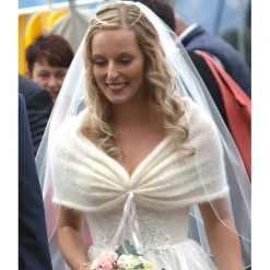 Best Braut Stola, Bolero, Tuch, Umhang, creme, Hochzeit, Besondere Anlässe, Alpaka Seide! Brautstolen & -Boleros