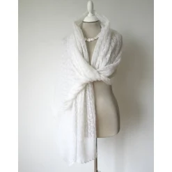 Clearance Brautstola  ivory Mohair und Seide, Lace-Stola für die Hochzeit, weiches Umschlagtuch, edles Schultertuch, handgefertigt Brautstolen & -Boleros