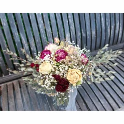 Outlet Brautstrauss Boho asymmetrisch Blumenstrauss aus ungespritzten getrockneten Rosen, Eukalyptus,etc. (teils Bio-Trockenblu Brautschmuck