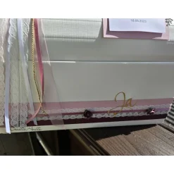 Hochzeitsdeko|CreativAnita Briefbox Truhe Altrosa-Brombeere-Gold JA - Hochzeit Kartenbox