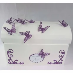 Geschenke|CreativAnita Briefbox Truhe SCHMETTERLINGE VIOLETT Kommunion