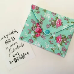 Geldgeschenke|DittesDIESundDAS Briefumschlag, 13,5cm x 10,5cm, Baumwollstoff, Rosen, Geschenkverpackung, Liebesbrief