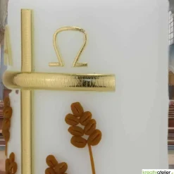 Best Brot des Lebens – Handgefertigte Osterkerze mit Kreuz, Ähren, Kelch, Alpha & Omega und aktueller Jahreszahl Osterkerzen