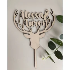 Online Cake Topper Hirsch Geweih Hochzeit / Kuchendeko heiraten / Geburtstag Hochzeitsdeko