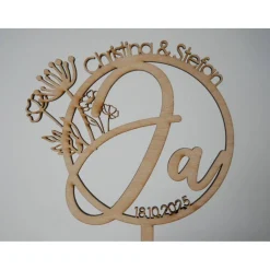 Tortendekoration|Leila - mit Liebe gemacht Cake Topper zur Hochzeit | JA | Floral | Personalisierung möglich