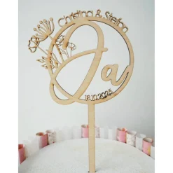 Tortendekoration|Leila - mit Liebe gemacht Cake Topper zur Hochzeit | JA | Floral | Personalisierung möglich