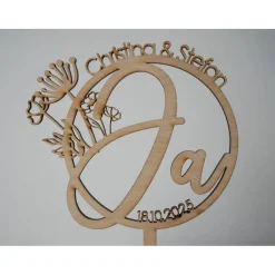 Clearance Cake Topper zur Hochzeit | JA | Floral | Personalisierung möglich Tortendekoration