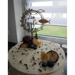 Tortendekoration|Leila - mit Liebe gemacht Cake Topper zur Taufe personalisiert mit Namen und Datum aus Holz
