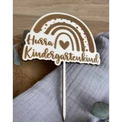 Glückwunschkarten|MultiManufaktur Caketopper "Hurra Kindergartenkind" / Kuchendeko Regenbogen Kindergarten