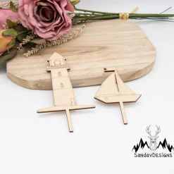 Clearance Caketopper Leuchtturm und Boot –  Kuchenaufsatz für Geburtstage & Partys Tortendekoration