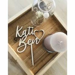 Outlet Caketopper personalisiert 2 Namen mit ausgeschnittenem Herz, Hochzeit, Wedding, Hochzeitstorte Hochzeitsdeko