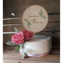 Tortendekoration|Das Moment Caketopper Pflanzenstecker Acryl Holz Greenery Hexagon