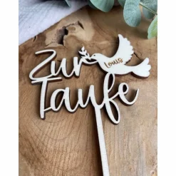 Sale Caketopper zur Taufe / Kuchendeko personalisiert mit Namen / Cake Topper Taufe mit Taube Geschenke