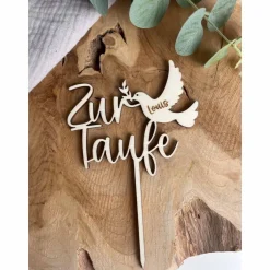 Sale Caketopper zur Taufe / Kuchendeko personalisiert mit Namen / Cake Topper Taufe mit Taube Geschenke