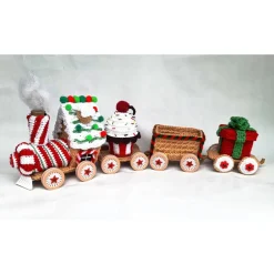 Hot Candy-Weihnachtszug gehäkelt – Lokomotive mit Beleuchtung & Geschenkfach, Adventskalender Deko Weihnachtsdeko