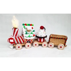 Hot Candy-Weihnachtszug gehäkelt – Lokomotive mit Beleuchtung & Geschenkfach, Adventskalender Deko Weihnachtsdeko