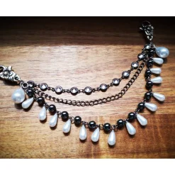 Trachtenschmuck|Tinas Schmucktruhe Charivari , Kette, Ohrringe fürs Dirndl, Dirnd- Schmuck, Hämatit und Perlen