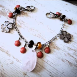 Clearance Charivari aus Edelstahl, Dirnd- Schmuck,Trachten, Rosenquarz und Tigerauge Trachtenschmuck
