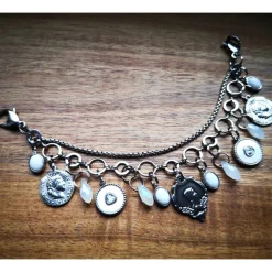 Clearance Charivari aus Edelstahl, Dirnd- Schmuck,Trachten, Jade weiss Trachtenschmuck