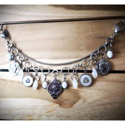 Clearance Charivari aus Edelstahl, Dirnd- Schmuck,Trachten, Jade weiss Trachtenschmuck