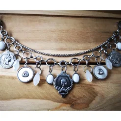 Clearance Charivari aus Edelstahl, Dirnd- Schmuck,Trachten, Jade weiss Trachtenschmuck