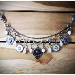 Clearance Charivari aus Edelstahl, Dirnd- Schmuck,Trachten, Jade weiss Trachtenschmuck