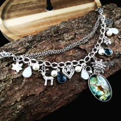 Trachtenschmuck|Tinas Schmucktruhe Charivari Kette fürs Dirndl,  Dirnd- Schmuck, Accessoire, Fest ,Trachten, Hochzeit, weiß-smaragd
