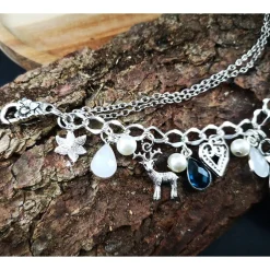 Trachtenschmuck|Tinas Schmucktruhe Charivari Kette fürs Dirndl,  Dirnd- Schmuck, Accessoire, Fest ,Trachten, Hochzeit, weiß-smaragd
