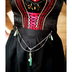 Online Charivari Kette fürs Dirndl,  Dirnd- Schmuck, Accessoire, Fest ,Trachten, Hochzeit, Quaste grün Trachtenschmuck
