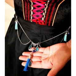 Charivari Kette fürs Dirndl,  Dirnd- Schmuck, Accessoire, Fest ,Trachten, Hochzeit, Quaste blau Trachtenschmuck